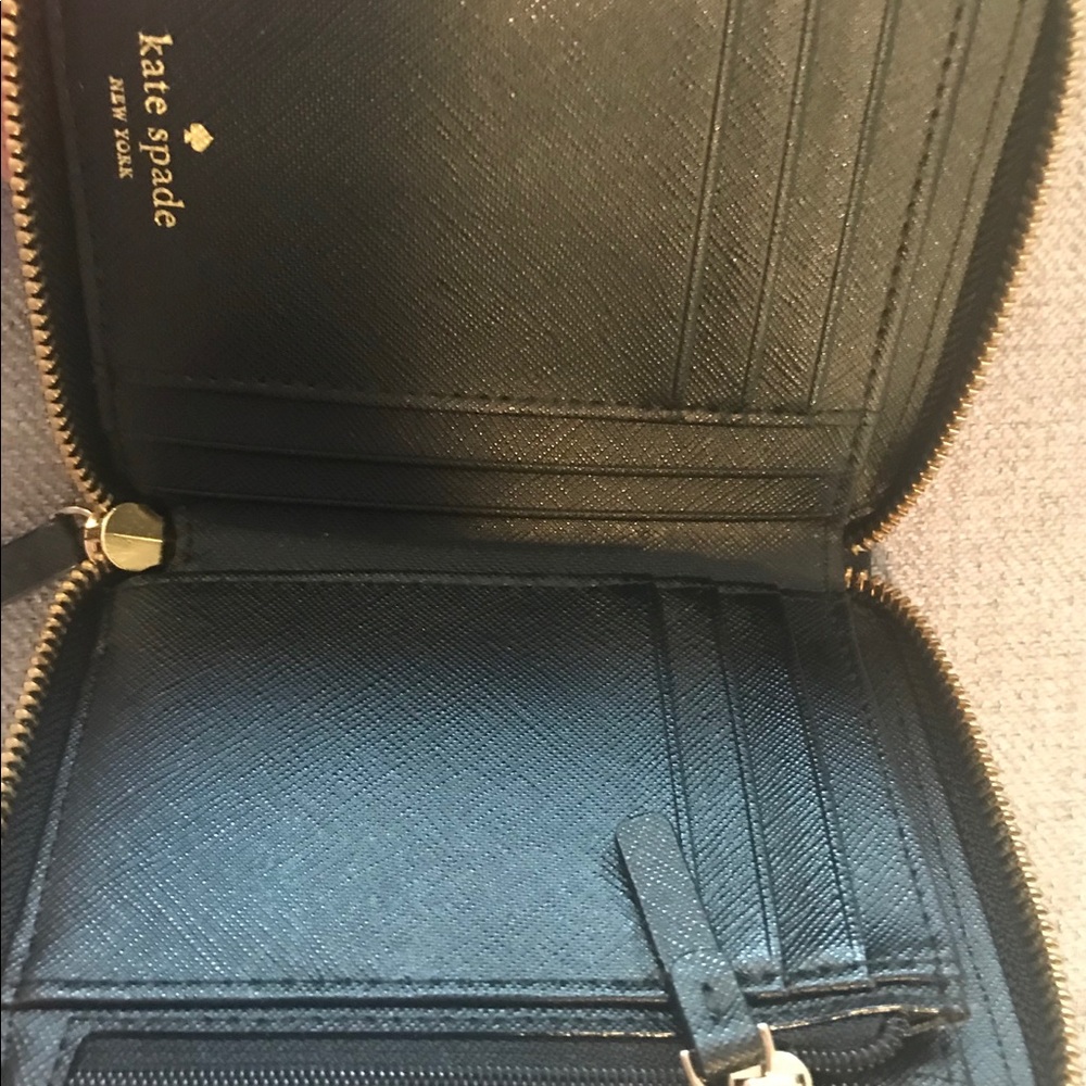 kate spade navy and blush striped zip wallet - Picture 2 of 7